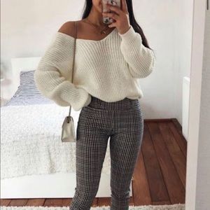 Off-the-Shoulder Cream Sweater